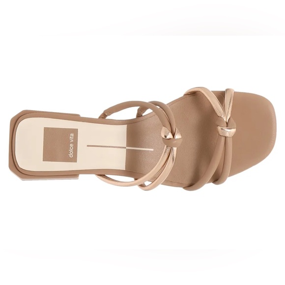 Dolce Vita beige & gold knotted Square Toe Strappy heeled Sandals - Picture 8 of 10